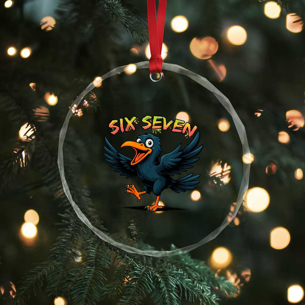 Funny Raven Six Seven Meme Trending Gift Crystal Glass Ornament - Wonder Print Shop