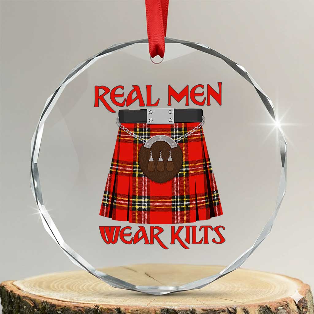 Funny Real Men Wear Kilts Crystal Glass Ornament Scottish Pride - Wonder Print Shop