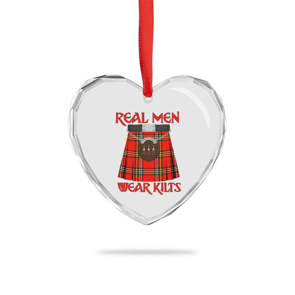 Funny Real Men Wear Kilts Heart Crystal Glass Ornament Scottish Pride - Wonder Print Shop