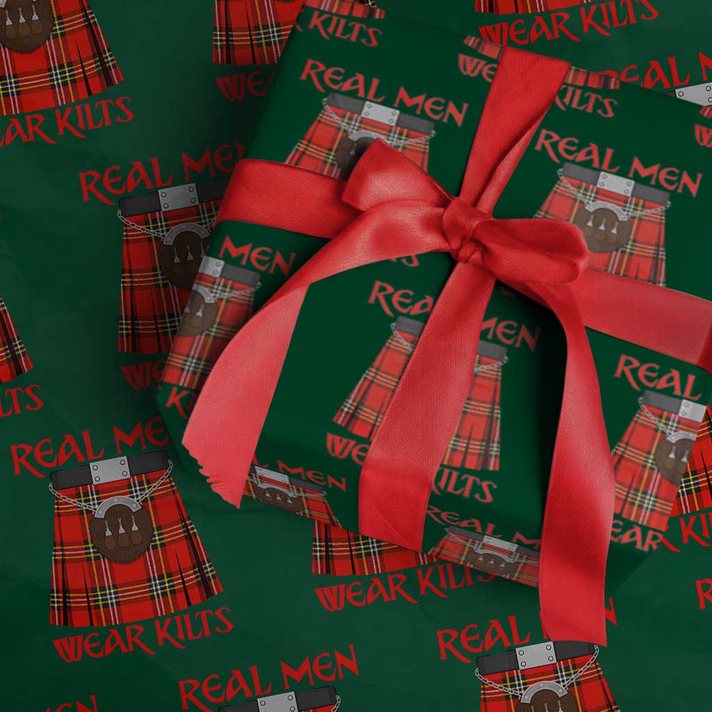 Funny Real Men Wear Kilts Wrapping Paper Roll Scottish Pride - Wonder Print Shop
