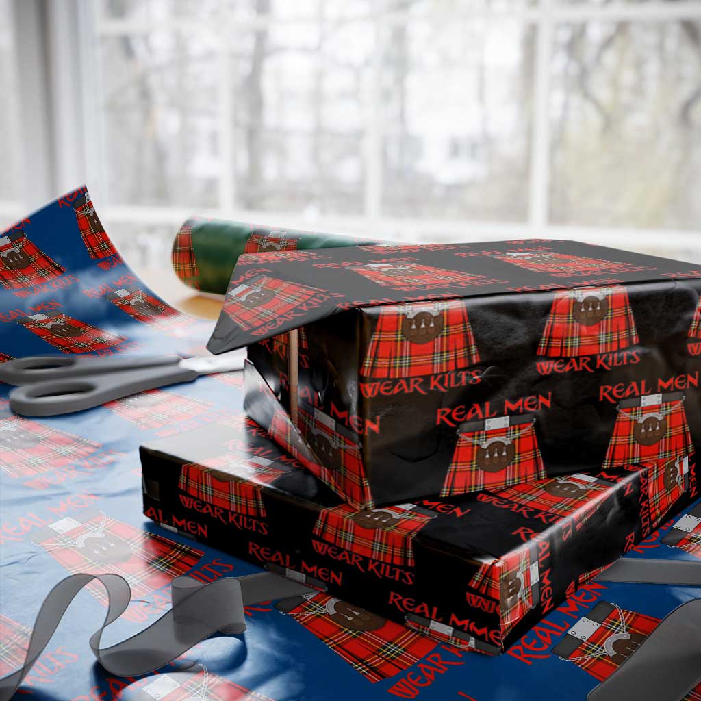 Funny Real Men Wear Kilts Wrapping Paper Roll Scottish Pride - Wonder Print Shop