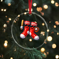 Funny Red Socks Playing Baseball Graphic Sport Game Day Crystal Glass Ornament