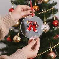 Funny Red Socks Playing Baseball Graphic Sport Game Day Crystal Glass Ornament