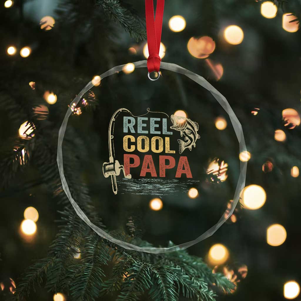 Funny Reel Cool Papa Crystal Glass Ornament Fishing Dad Fisherman Father's Day