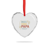 Funny Reel Cool Papa Heart Crystal Glass Ornament Fishing Dad Fisherman Father's Day
