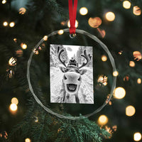 Funny Reindeer Selfie Crystal Glass Ornament TS10