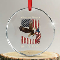 Funny Rejecting Kings Since 1776 Crystal Glass Ornament Vintage American Flag Bald Eagle - Wonder Print Shop