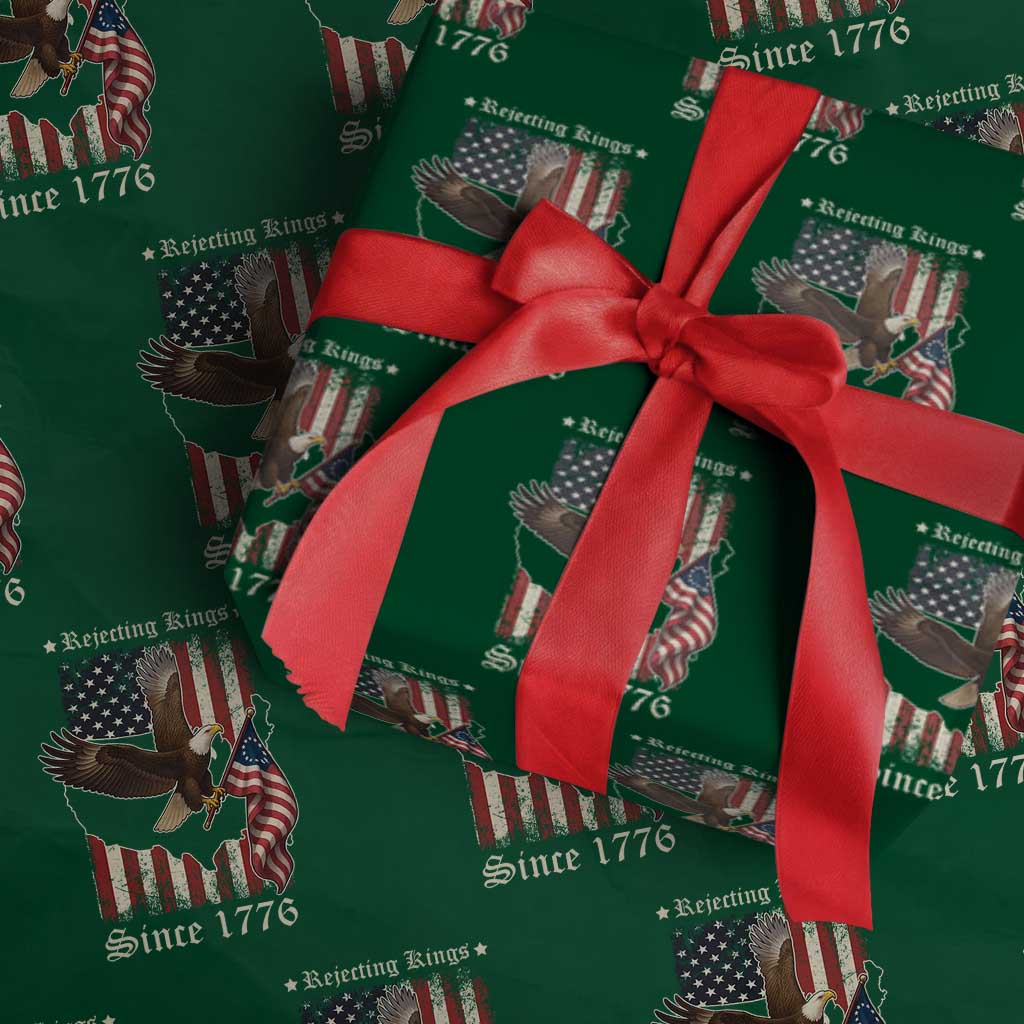 Funny Rejecting Kings Since 1776 Wrapping Paper Roll Vintage American Flag Bald Eagle - Wonder Print Shop