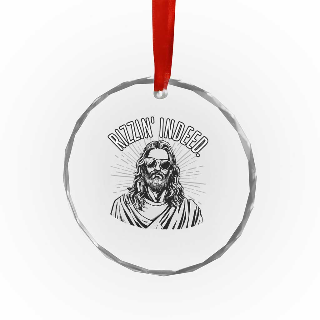 Funny Religious Christian Jesus Meme Crystal Glass Ornament Rizzin Indeed - Wonder Print Shop