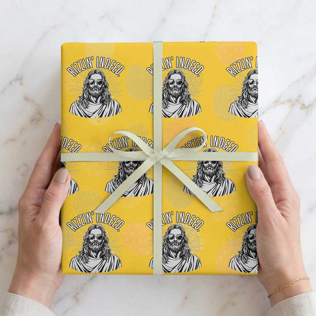 Funny Religious Christian Jesus Meme Wrapping Paper Roll Rizzin Indeed