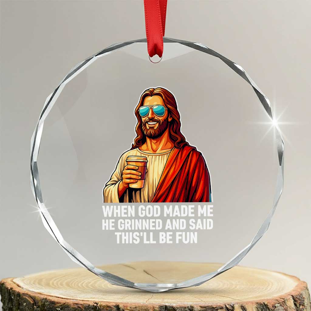 Funny Religious Jesus Crystal Glass Ornament Wait Im Goated