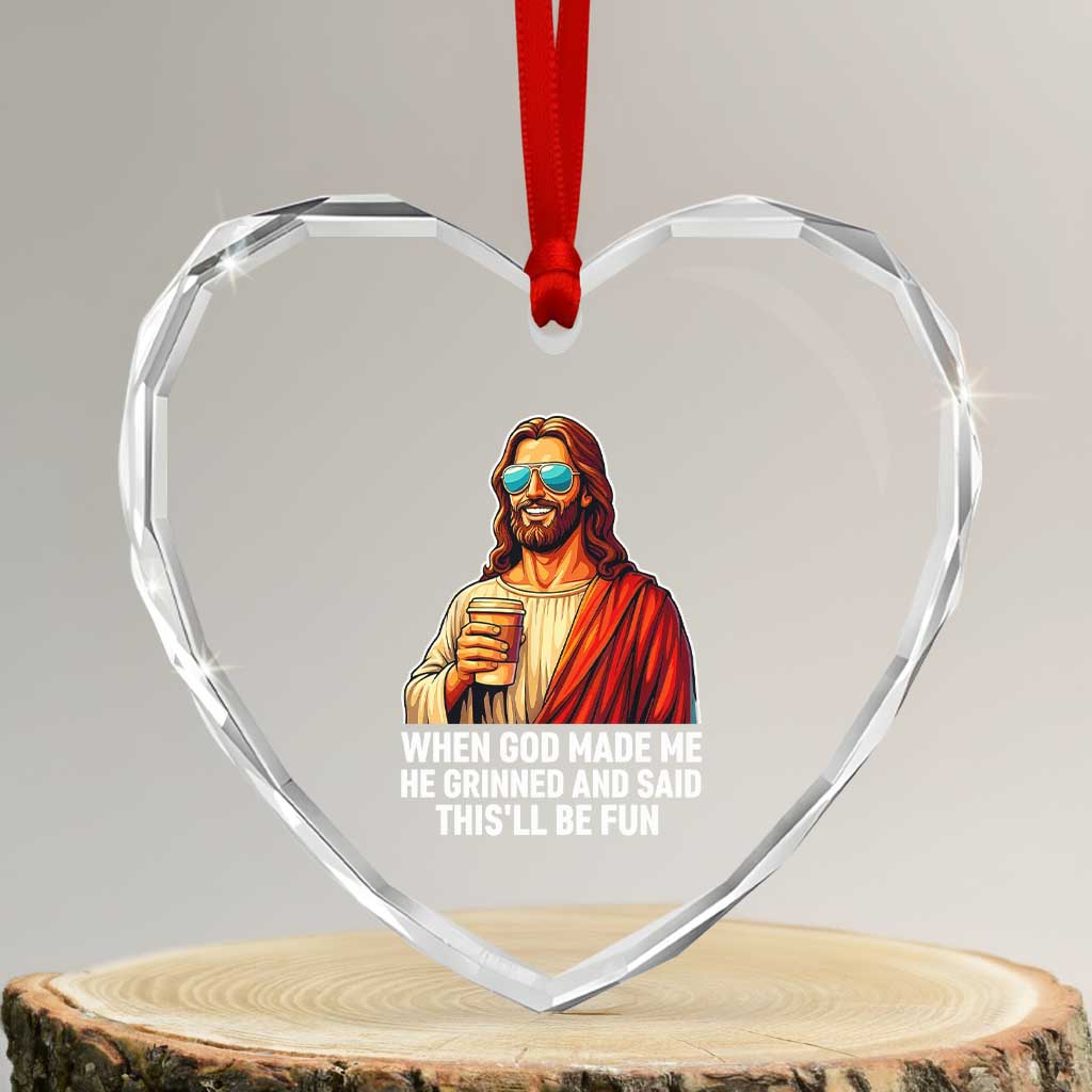 Funny Religious Jesus Heart Crystal Glass Ornament Wait Im Goated