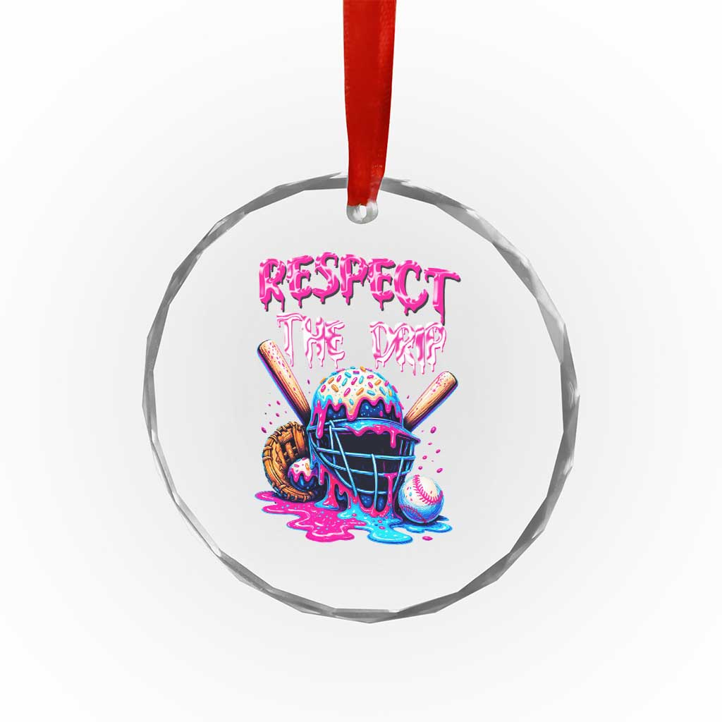 Funny Respect The Drip Baseball Mask Crystal Glass Ornament Sports Lover