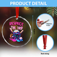 Funny Respect The Drip Baseball Mask Crystal Glass Ornament Sports Lover