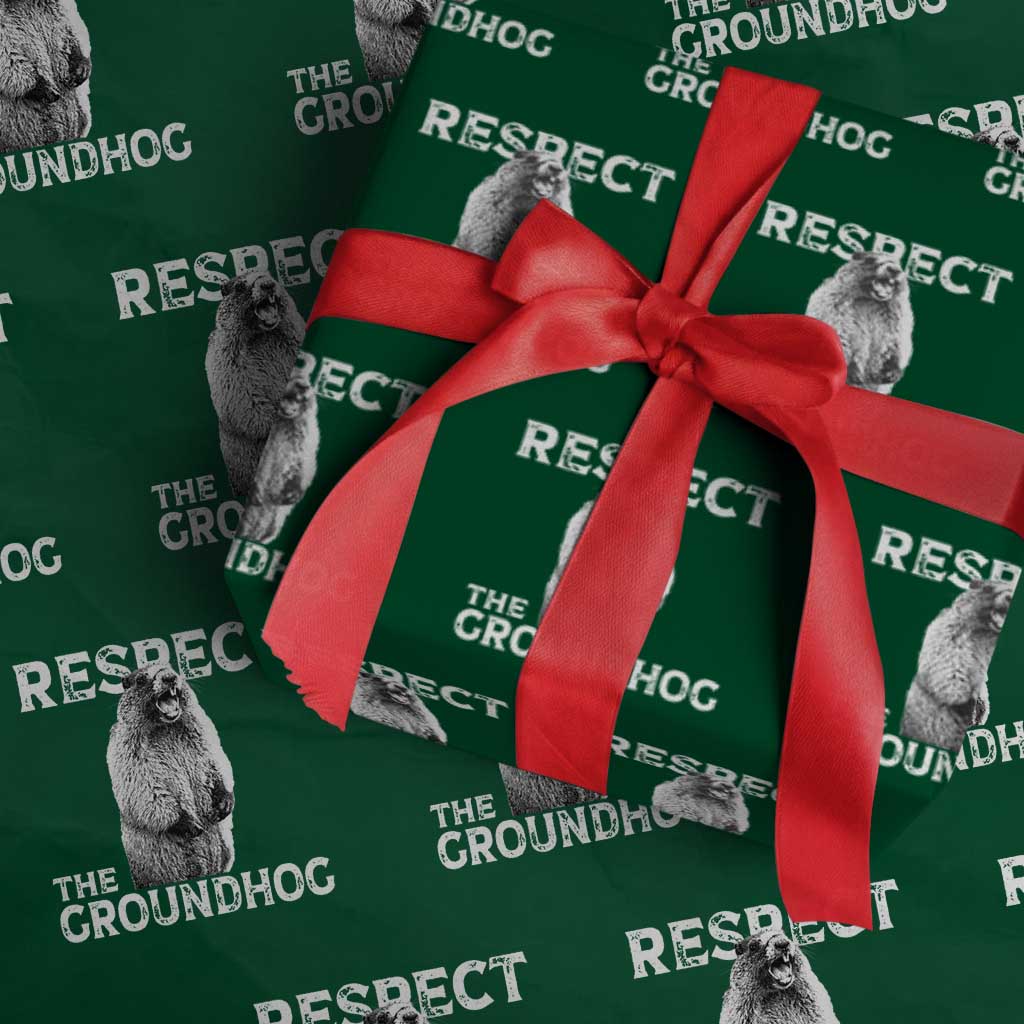 Funny Respect The Groundhog Wrapping Paper Roll Screaming Woodchuck Meme Groundhog Day - Wonder Print Shop