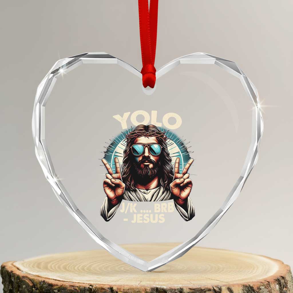 Funny Resurrection Christians Easter Day Heart Crystal Glass Ornament Yolo JK BRB Jesus - Wonder Print Shop