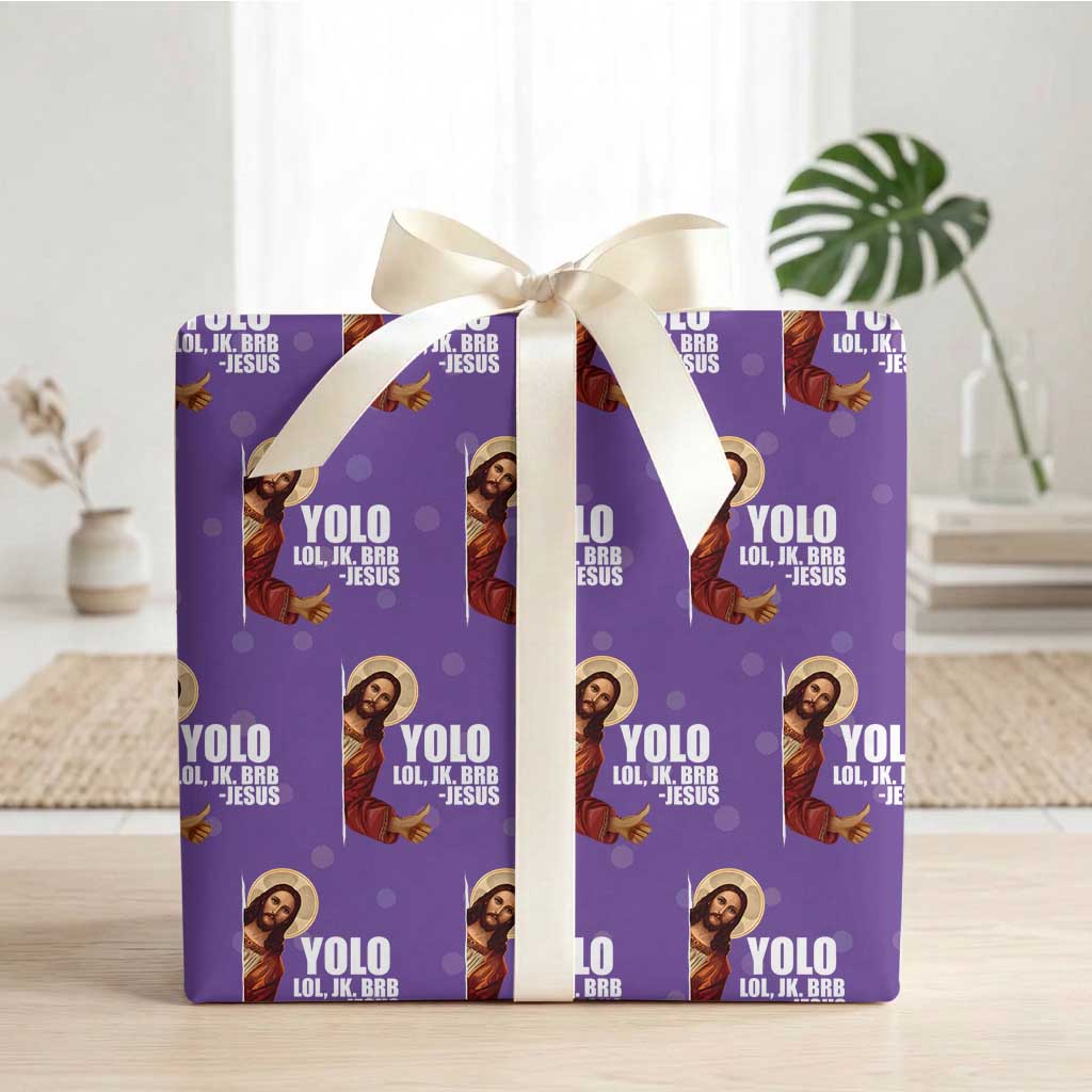 Funny Resurrection Christians Easter Day Wrapping Paper Roll YOLO LOL JK BRB Jesus
