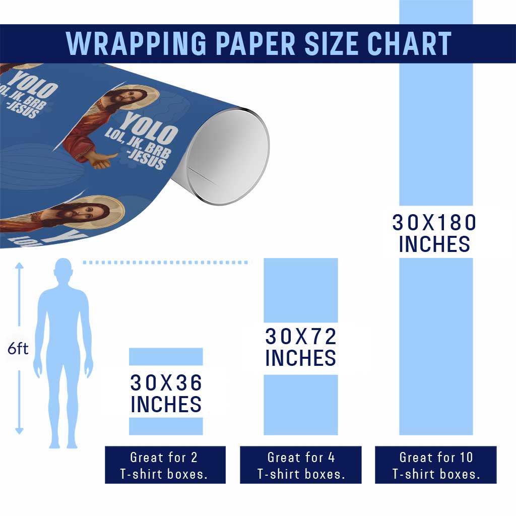 Funny Resurrection Christians Easter Day Wrapping Paper Roll YOLO LOL JK BRB Jesus