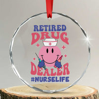 Funny Retired Drug Dealer Crystal Glass Ornament Retro Nurse Life Retirement Gift for Healthcare Workers - Wonder Print Shop