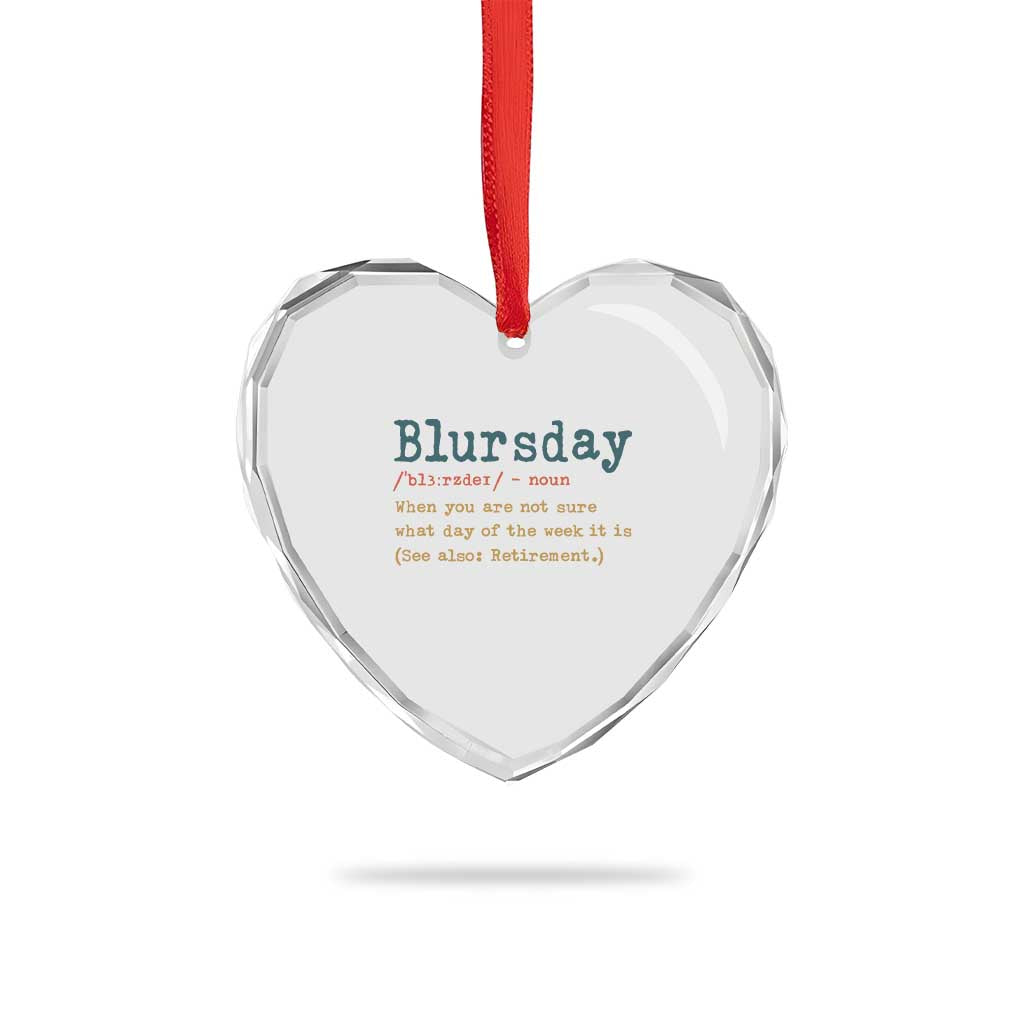Funny Retired Heart Crystal Glass Ornament Blursday Retirement Definition Gag Gifts