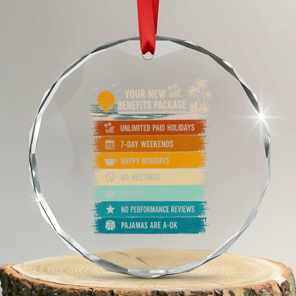 Funny Retirement Gift Crystal Glass Ornament New Benefits Package Retro Retired 2026