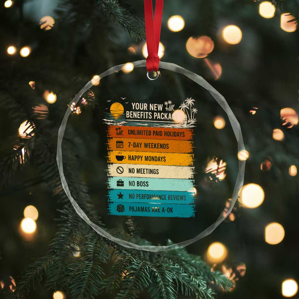 Funny Retirement Gift Crystal Glass Ornament New Benefits Package Retro Retired 2026