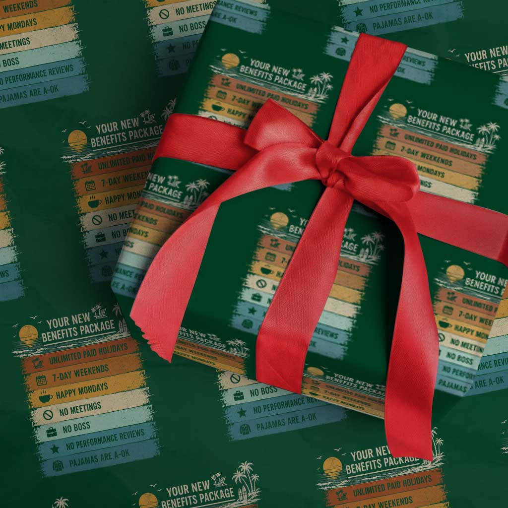Funny Retirement Gift Wrapping Paper Roll New Benefits Package Retro Retired 2026