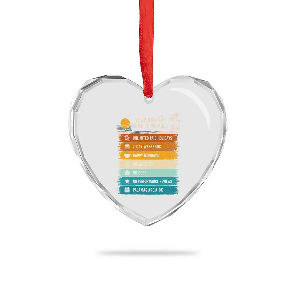 Funny Retirement Gift Heart Crystal Glass Ornament New Benefits Package Retro Retired 2026