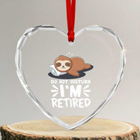 Funny Retirement Gifts Heart Crystal Glass Ornament Do Not Disturb Im Retired Sloth