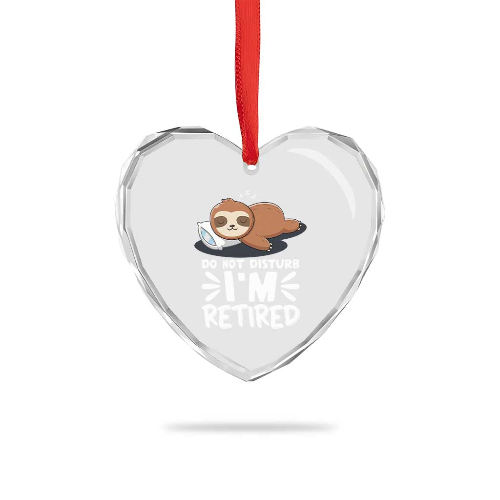 Funny Retirement Gifts Heart Crystal Glass Ornament Do Not Disturb Im Retired Sloth