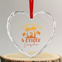 Funny Retirement Heart Crystal Glass Ornament I'm Retired It's 5 O'Clock Everywhere