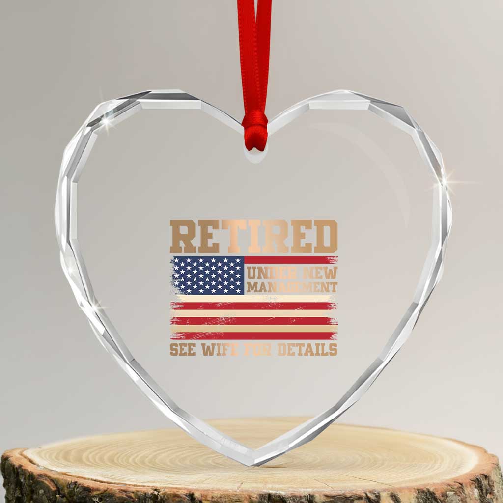 Funny Retirement Heart Crystal Glass Ornament See Wife For Details Husband Dad Grandpa Humor US Flag