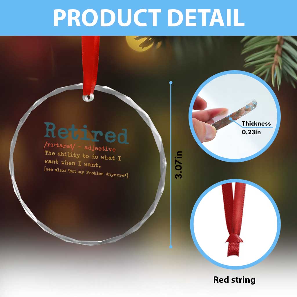 Funny Retirement Party Crystal Glass Ornament Retired Definition Funny Retirement Gag