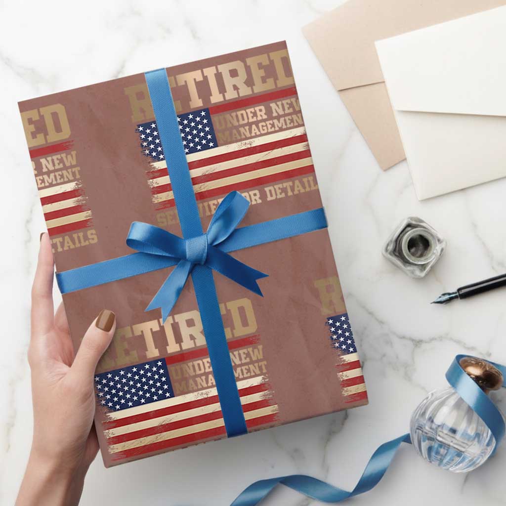 Funny Retirement Wrapping Paper Roll See Wife For Details Husband Dad Grandpa Humor US Flag