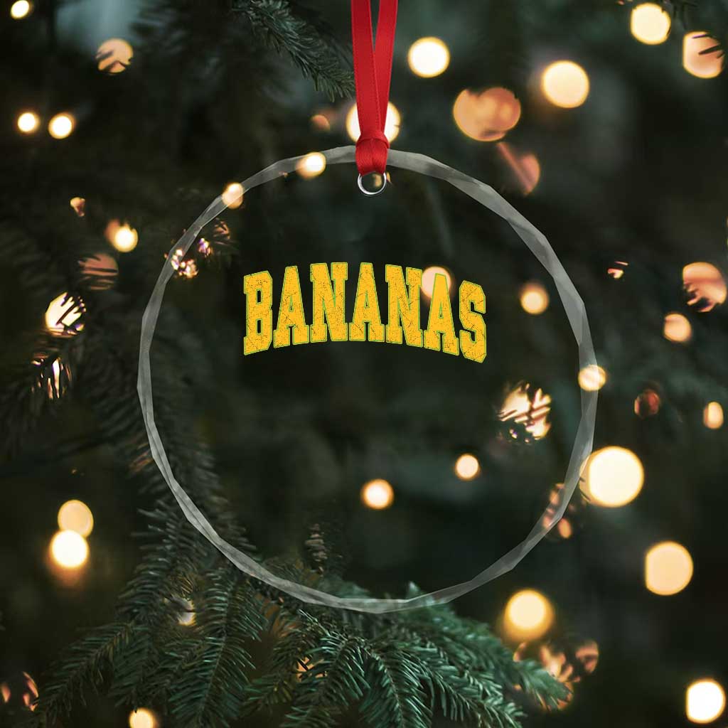 Funny Retro Bananas Crystal Glass Ornament Vintage Banana Gifts Yellow Varsity TS10