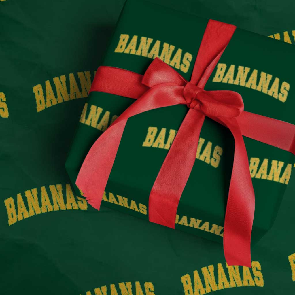 Funny Retro Bananas Wrapping Paper Roll Vintage Banana Gifts Yellow Varsity - Wonder Print Shop