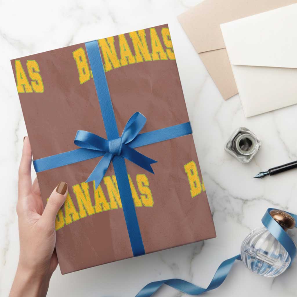 Funny Retro Bananas Wrapping Paper Roll Vintage Banana Gifts Yellow Varsity - Wonder Print Shop