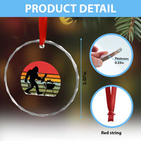 Funny Retro Bigfoot Grilling BBQ Chef Crystal Glass Ornament - Wonder Print Shop