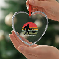 Funny Retro Bigfoot Grilling BBQ Chef Heart Crystal Glass Ornament - Wonder Print Shop