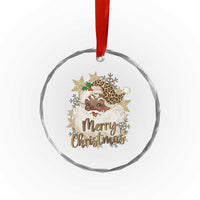 Funny Retro Black Santa Merry Christmas Leopard Crystal Glass Ornament - Wonder Print Shop