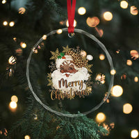 Funny Retro Black Santa Merry Christmas Leopard Crystal Glass Ornament - Wonder Print Shop