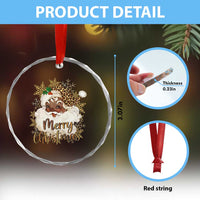 Funny Retro Black Santa Merry Christmas Leopard Crystal Glass Ornament - Wonder Print Shop
