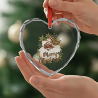 Funny Retro Black Santa Merry Christmas Leopard Heart Crystal Glass Ornament - Wonder Print Shop