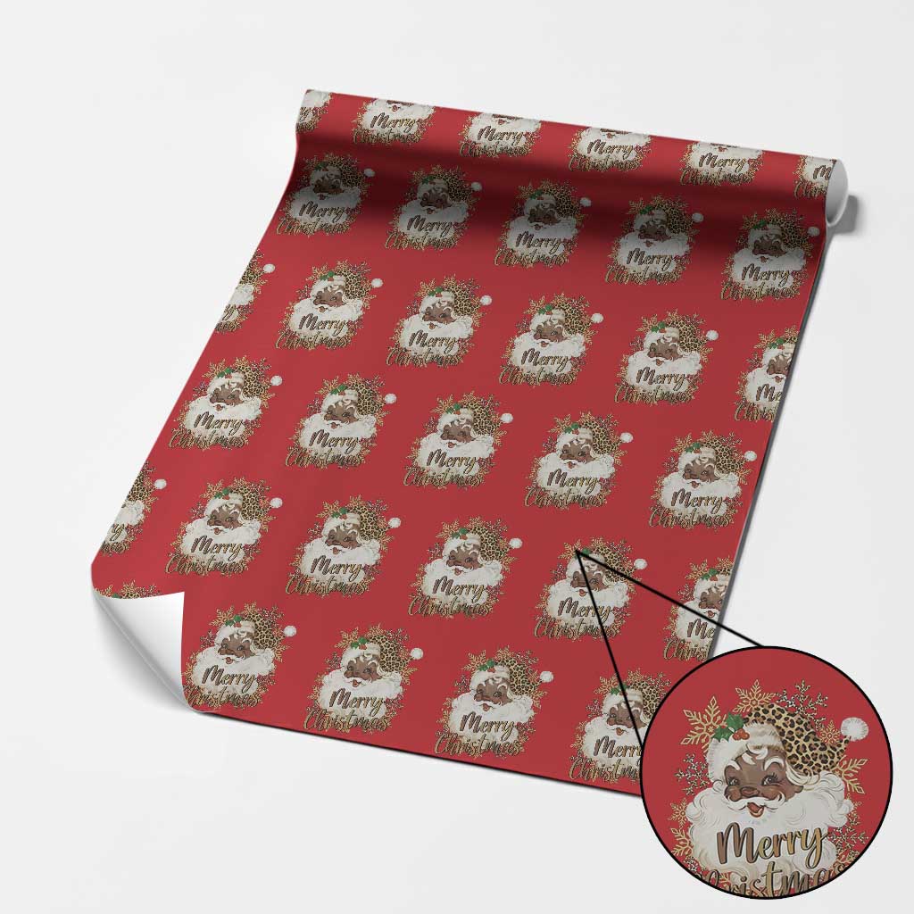 Funny Retro Black Santa Merry Christmas Leopard Wrapping Paper Roll - Wonder Print Shop