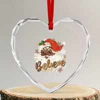 Funny Retro Black Santa Xmas Heart Crystal Glass Ornament Believe African American Xmas - Wonder Print Shop