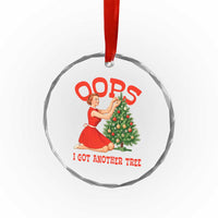Funny Retro Christmas Pinup Girl Crystal Glass Ornament Oops I Got Another Tree Vintage Pin Up Style Holiday Humor - Wonder Print Shop