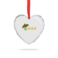 Funny Retro Game Tacosaurus Heart Crystal Glass Ornament Cinco De Mayo Taco Lover Gift