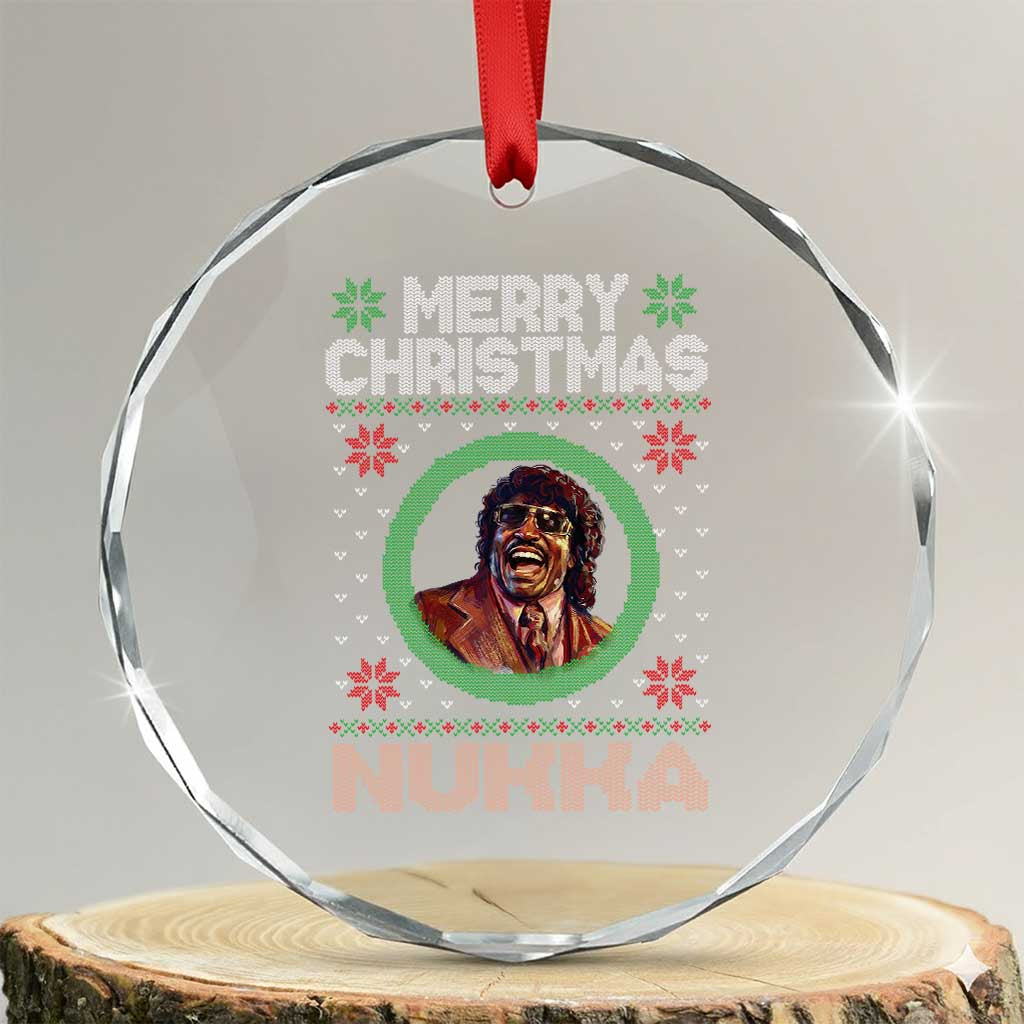 Funny Retro Merry Christmas Nukka Parody Crystal Glass Ornament Holiday Cheer 90s Xmas Throwback Parody - Wonder Print Shop