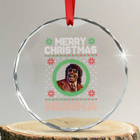 Funny Retro Merry Christmas Nukka Parody Crystal Glass Ornament Holiday Cheer 90s Xmas Throwback Parody - Wonder Print Shop