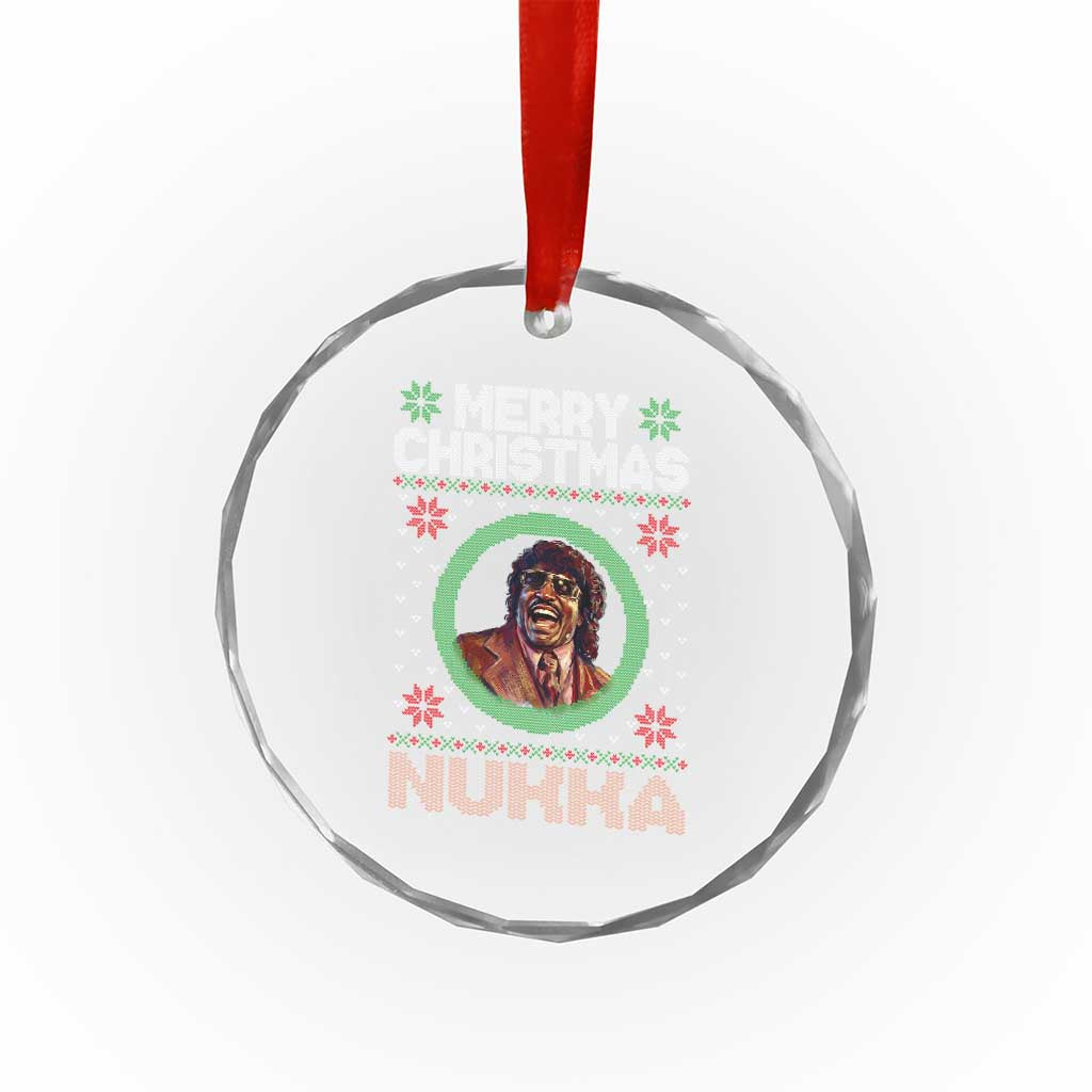 Funny Retro Merry Christmas Nukka Parody Crystal Glass Ornament Holiday Cheer 90s Xmas Throwback Parody - Wonder Print Shop